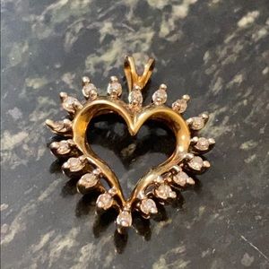 Real Diamond heart pendant solid 10k yellow gold